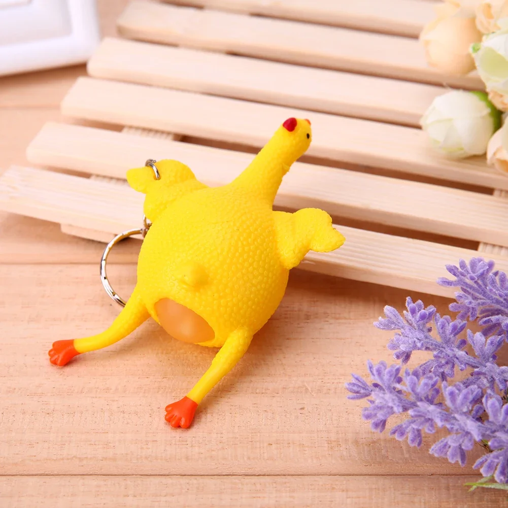 1-10pcs PVC Chicken Egg Key Chain Decompression Squeeze Key Ring Lightweight Elastic Chicken Key Ring for Children Holiday Gifts