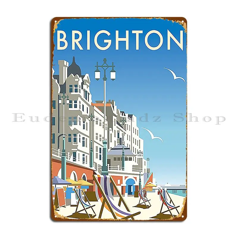 Brighton England Vintage Travel Poster Metal Sign Design Wall Decor Print Bar Garage Tin Sign Poster