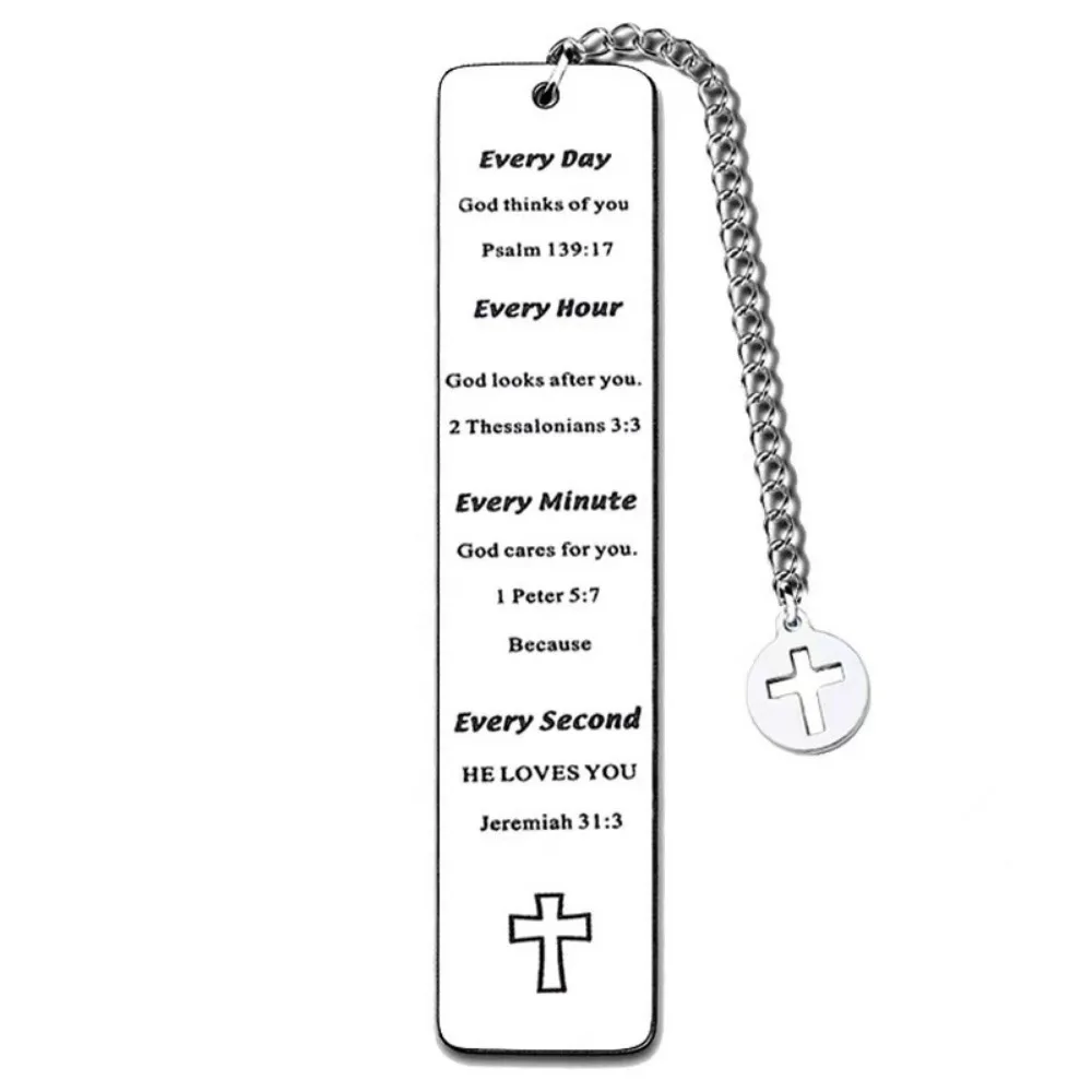 Encouragement Gratitude Inspired Bookmark for Book Lover Gifts Stainless Steel Book Mark Cross Pendant Reading Supplies Gifts