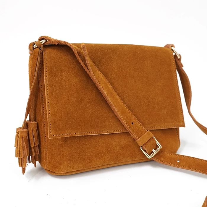 2024 Women Casual Suede Genuine Leather Medium Size Shoulder Bag Fashion Ibiza Boho Bohemian Hippie Fringed Side Sling Bags Gift