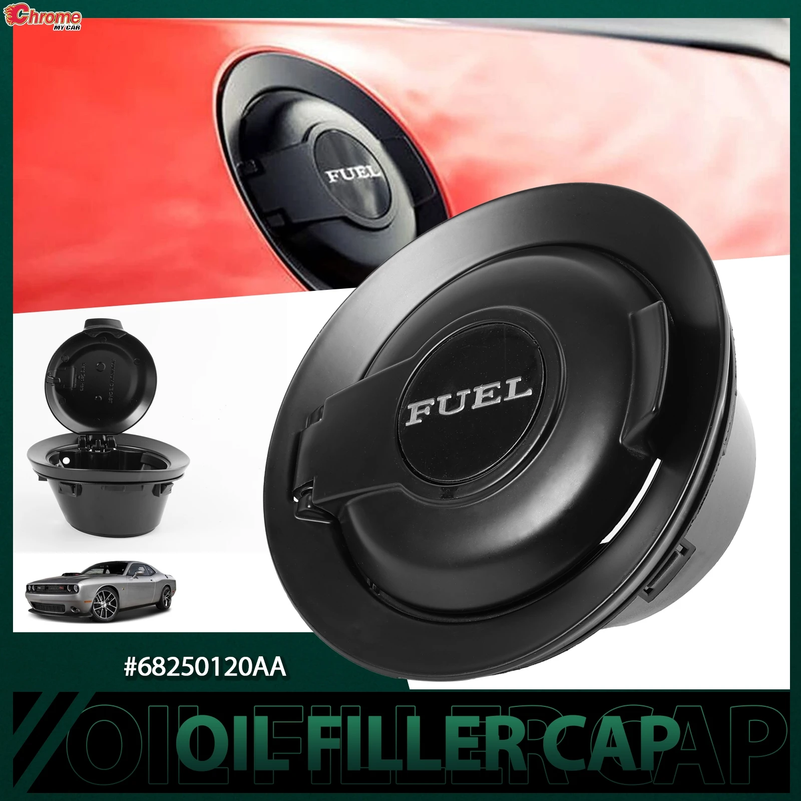 

Крышка топливного газа, крышка бака, масляная крышка, дверь топливного газа Vapor Edition, матовый черный для 2008-2019 Dodge Challenger, автоаксессуары 68250120AA