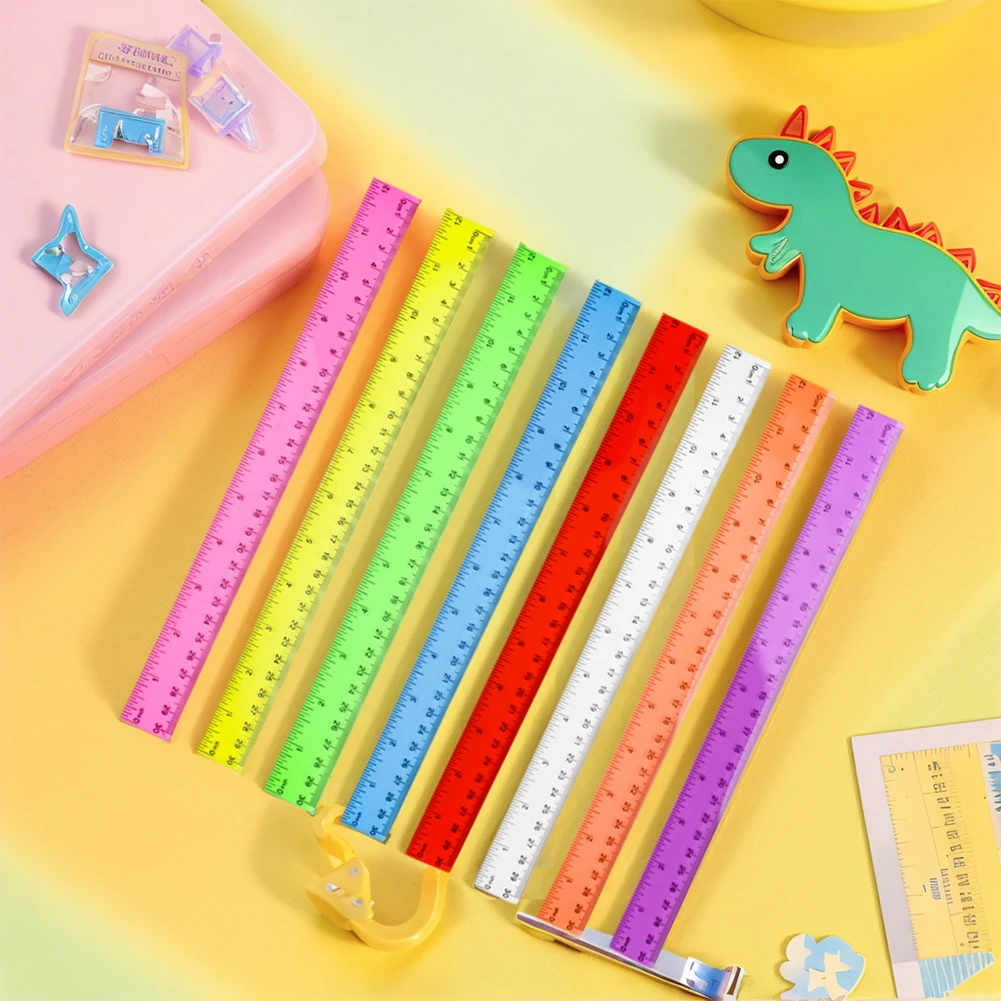 8 шт. цветная прозрачная линейка 30 см пластиковые линейки для рисования износостойкие портативные метрические линейки для домашнего офиса и школы