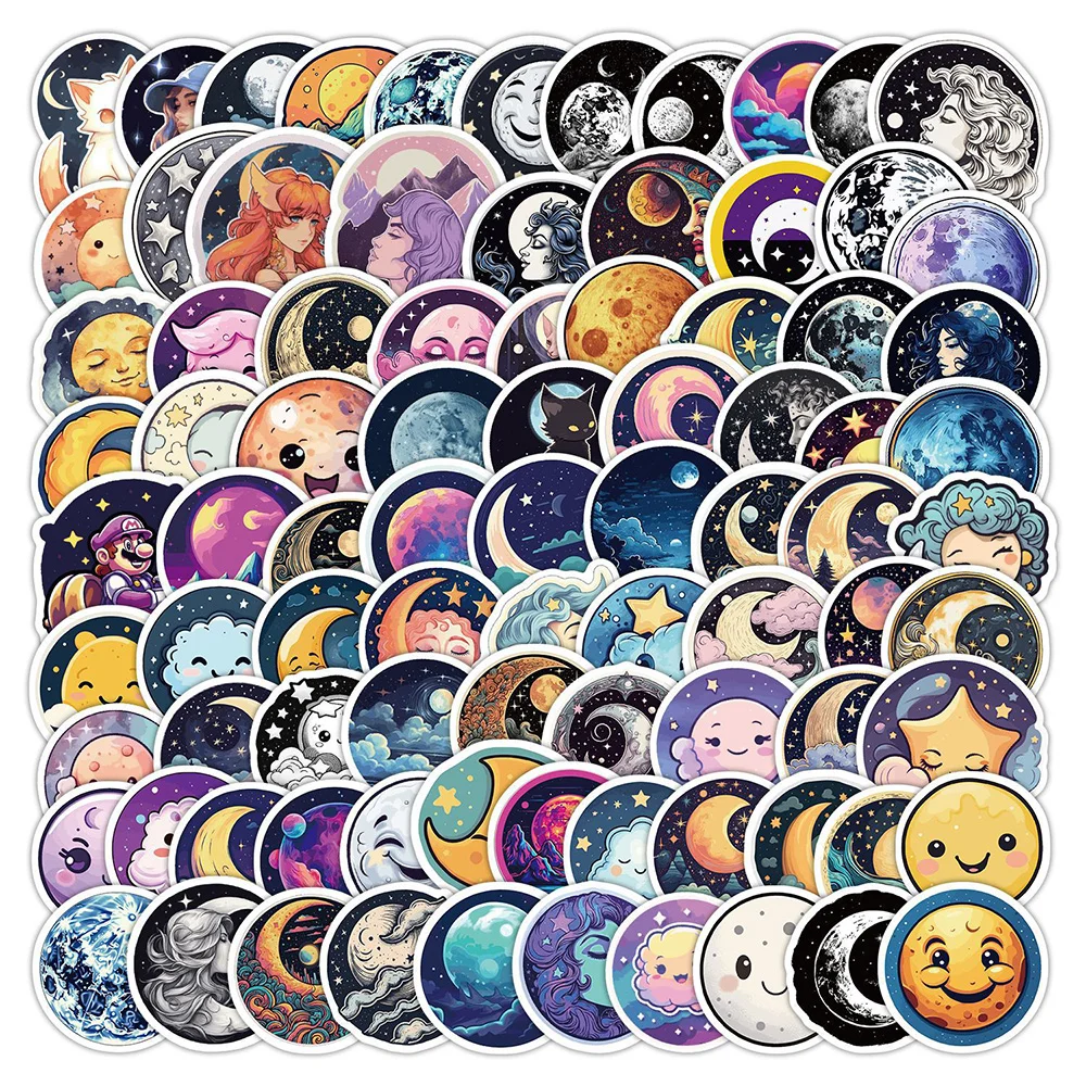 

10/50/100Pcs Gothic Moon Cartoon Stickers Kawaii Aesthetic Waterproof Decals Toys DIY Phone Car Fridge Vintage Sticker Graffiti