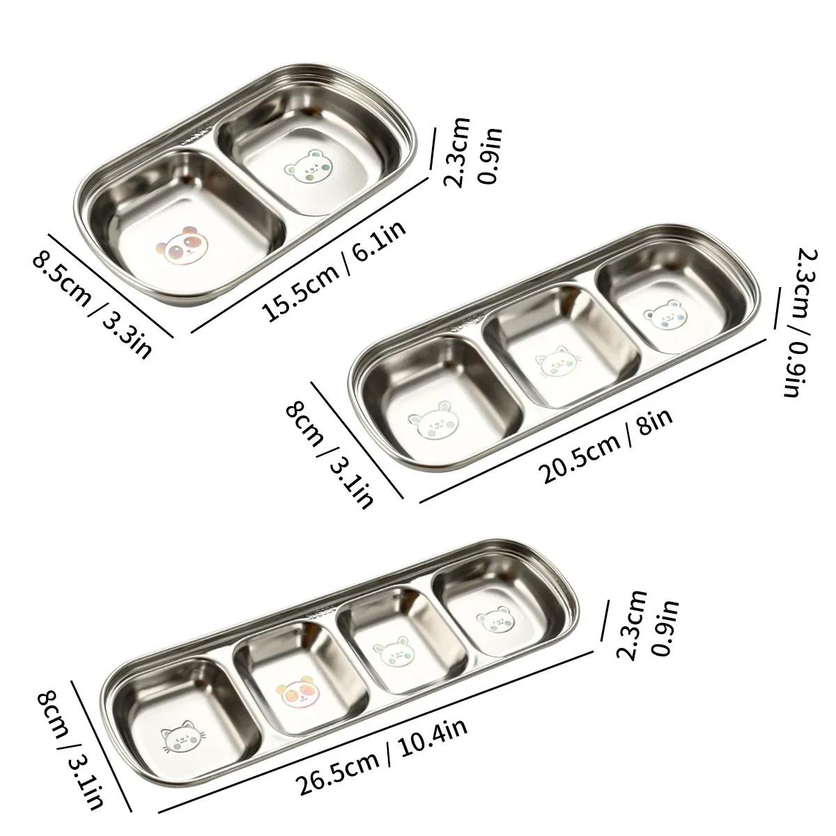 304 roestvrijstalen servies met vakken voor kruiden, 2/3/4 vakken, ideaal voor barbecuesaus, sausbakje, kruidenhouder, vaatwasserbestendig.