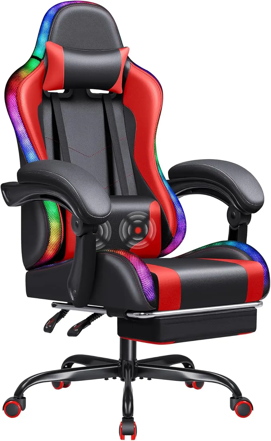 

Chair, Video Game Chair with Footrest and Massage Lumbar Support, Ergonomic Computer Chair Height Adjustable with Swivel Seat