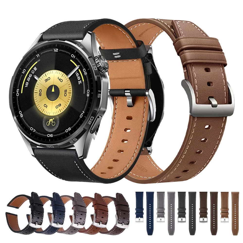 20/22mm Leather Strap For HUAWEI Watch GT6 5 pro 46mm/GT 6 5 4 Replacement Band For HUAWEI Watch 5 4/GT 3 SE GT2 Bracelet Correa