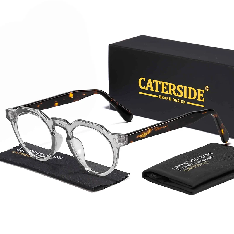 

CATERSIDE Fashion Polygon Women Glasses Frame Brand Design High-Quality Anti Blue Light Acetate Temple Glasses Men Optical Frame