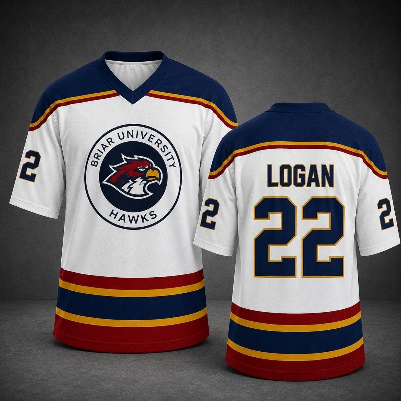 Custom Name Briar University Hawks Hockey Jersey, Garrett Graham 44 Hockey Romance Jersey, Off Campus Bookish Apparel Logan