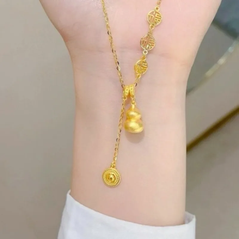 

Retro Style New Chinese Style Generous Design Versatile Niche Simple Gourd Collarbone Chain Ladies' Necklace Fashion Jewelry