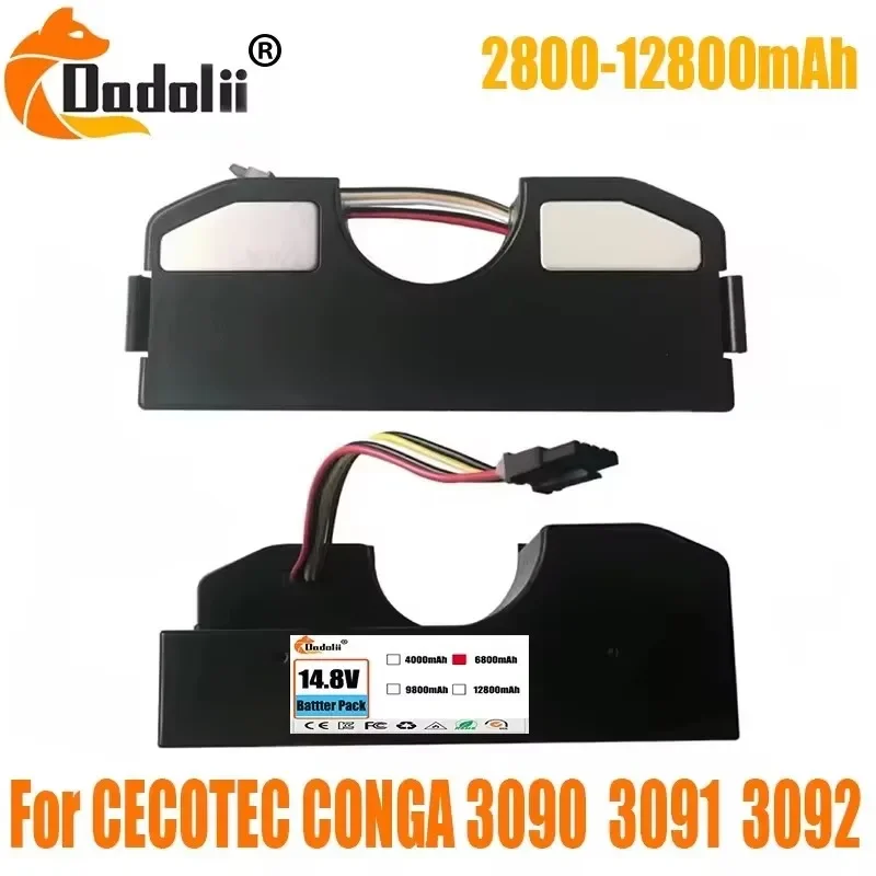 

12800mAh Cecotec Conga 3090 3091 3092 2090 Robot Vacuum Cleaner Conga 309O Replacement with 14.4V Lithium ion Battery