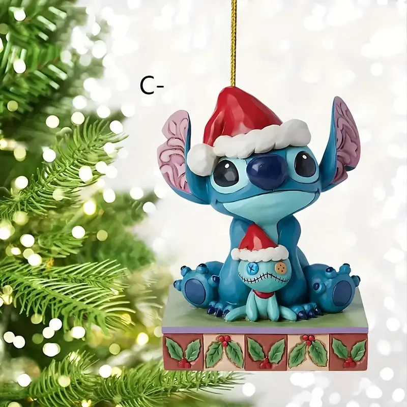 Anime Figure Stitch Disney Cartoon Backpack Acrylic Plane Christmas Tree Car Decoration Pendants  Kids Toy Christmas Gifts