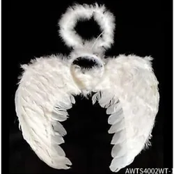 PESENAR Easter Christmas Angel Dress Up White Feather Wing Head Button Set of 2