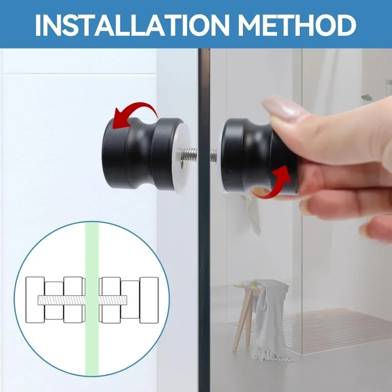 Shower Glass Door Handle,Sliding Shower Doors Knob,Double Sided Pull Bathroom Hardware Replacement Parts for Kinds Glass Doors view 5