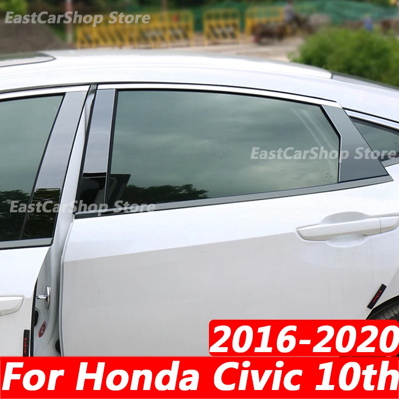 

For Honda Civic 10th 2020 2019 2018 2017 2016 Car Stainless Steel Middle Central Column PC Window Trim B C Pillar Accessories