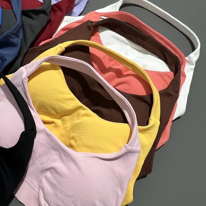 DF Impact حمالة صدر رياضية مع شعار المرأة سلس الرسن الصدرية مفتوحة الظهر اليوغا أعلى حمالات الصدر متوسطة دعم رياضة المحاصيل الأعلى مبطن ملابس رياضية