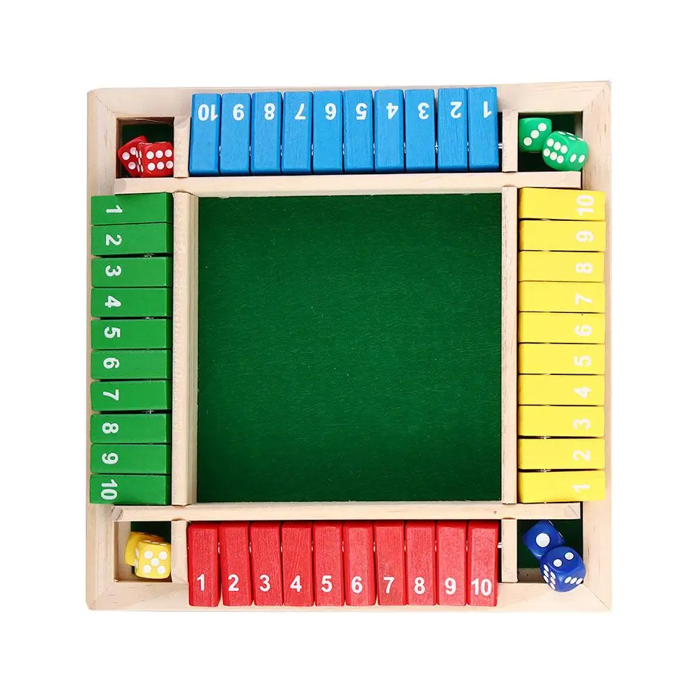 Digital Board Parent-Child Game Four-Sided Flip Card Game Children's Toys Shut The Box Wooden Number Game Board Game Dice Game