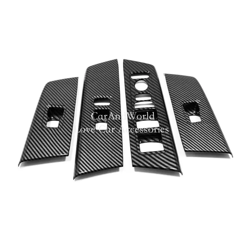 Carbon Fiber Door Window Lift Panel Cover Glass Switch Frame Garnish Trims For Honda CRV CR-V 2022 2023 Car Interior Accessories