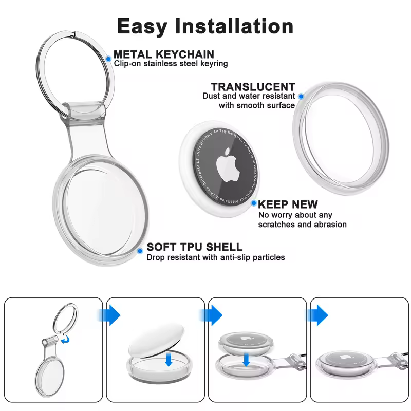 Waterproof Anti-lost Keychain Holder TPU Case for Apple Airtag Air Tag Dog Cat Pet Collar Keys Tracker Protective Full Cover - Image 2