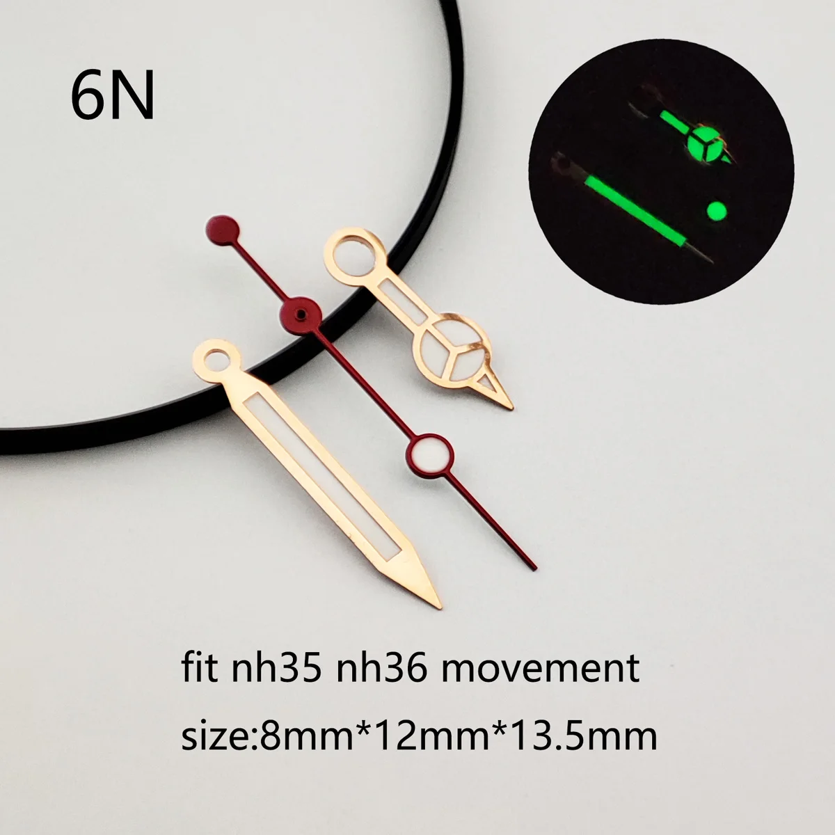 Aiguille lumineuse verte pour montre, aiguille argentée, accessoires de montre, aiguille de seconde, mouvement, NH35, NH36, All002