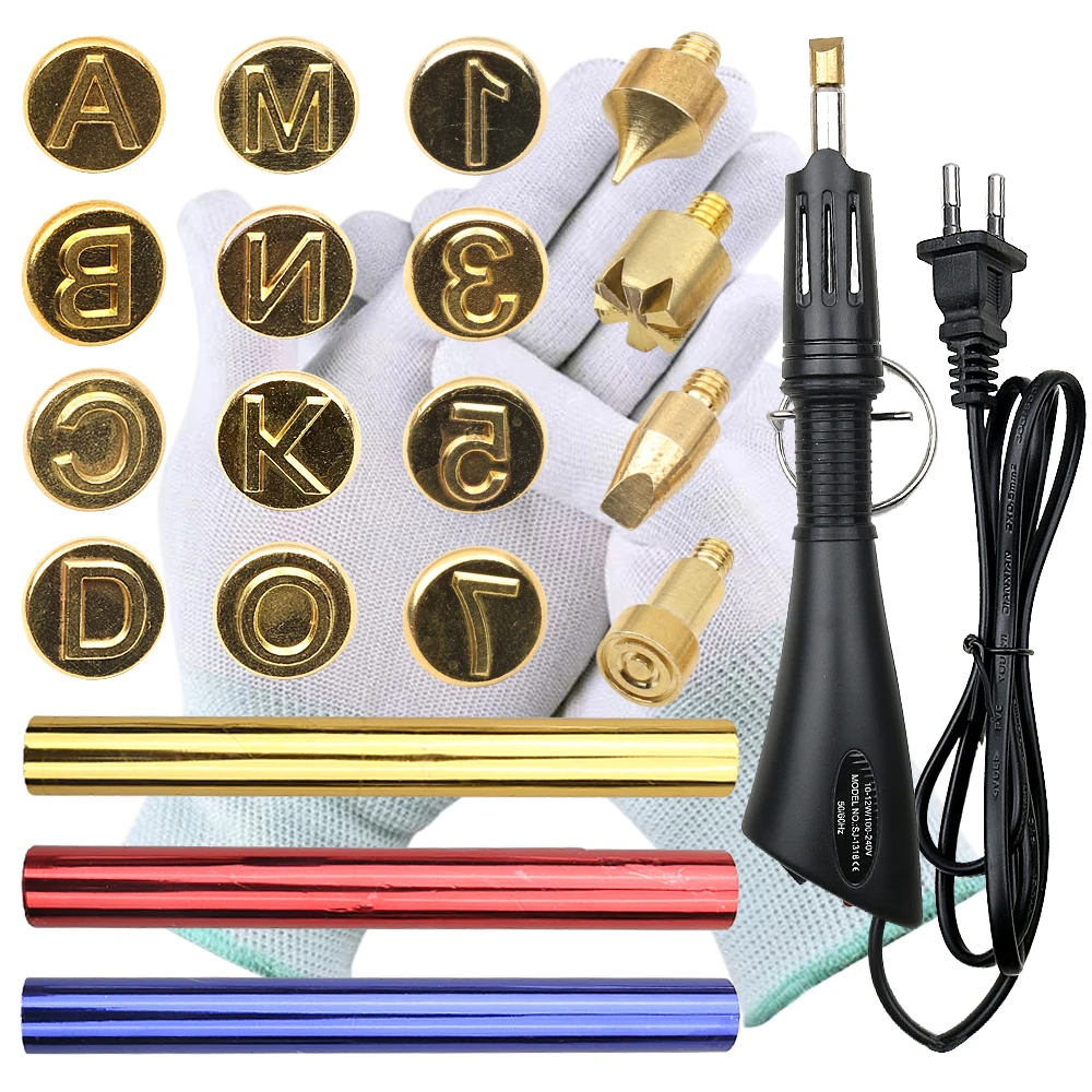 Hot Stamping Applicator Kit EU Plug with US Adapter Painting on Artificial leather Paper DIY Wood Crafts Personal Signature