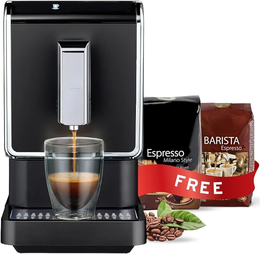 

Single Serve Coffee Maker - Automatic Espresso Coffee Machine - Built-in Grinder, No Coffee Pods Needed - Comes