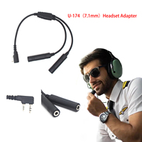 General Aviation Headset Adapter Cable K Plug to U-174/U - For Baofeng, Kenwood Walkie Talkies, Helicopter Intercom Use