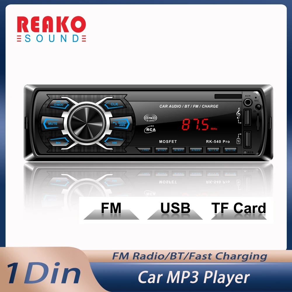 

REAKOSOUND Car MP3 Player 1Din Car Radio Car Multimedia Player Bluetooth FM Radio Auto MP3 AUX USB TF 540