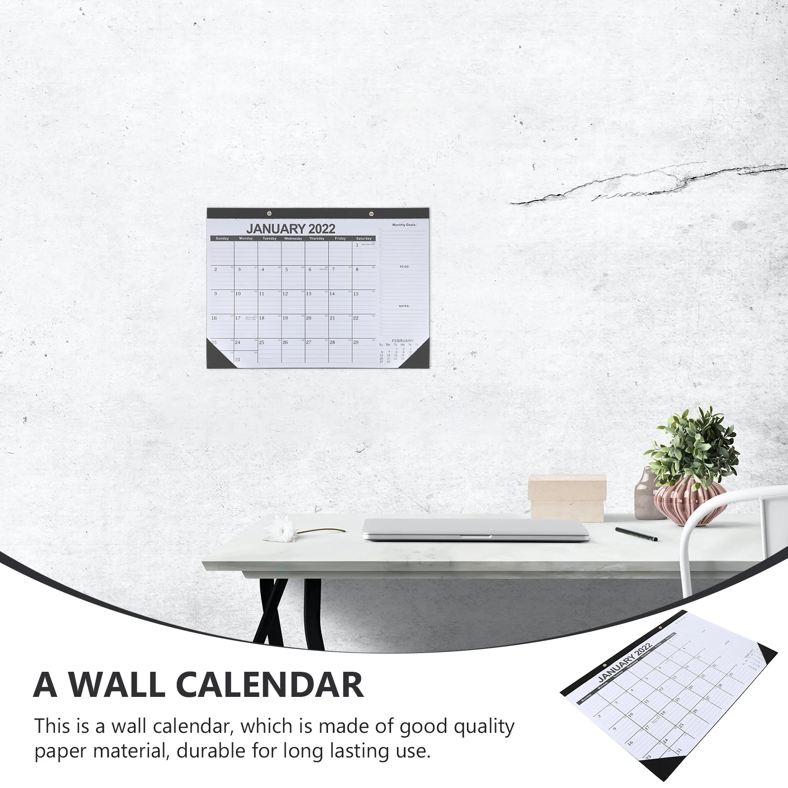 1 قطعة 2022 تقويم معلق تصميم أنيق أنيق مساحات فارغة للملاحظات مواعيد واضحة ديكور مكتب المنزل تقويم الحائط