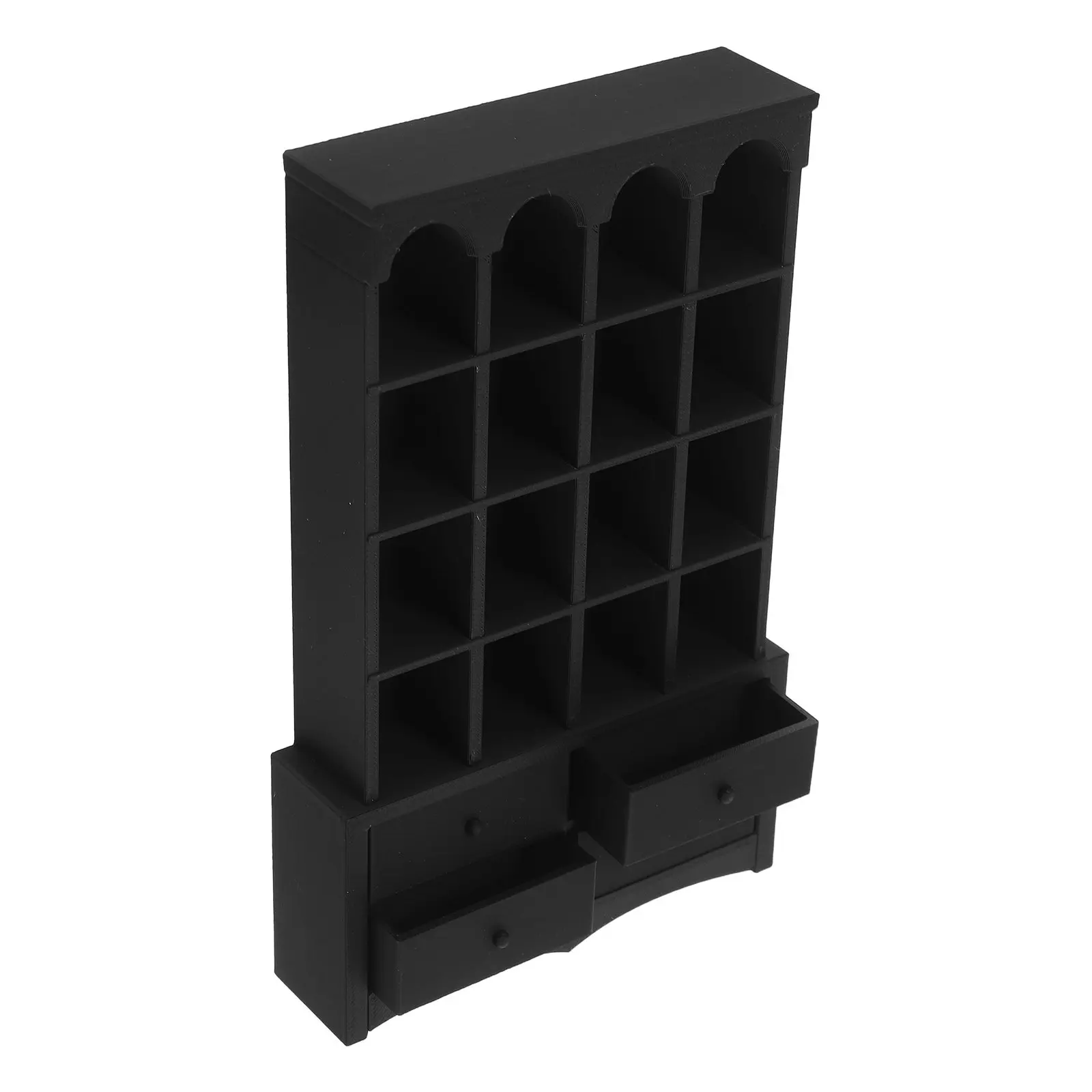 Miniature Wooden Bookshelf for Dollhouse – Vintage Black Elegant Cabinet for Decoration & Small Storage