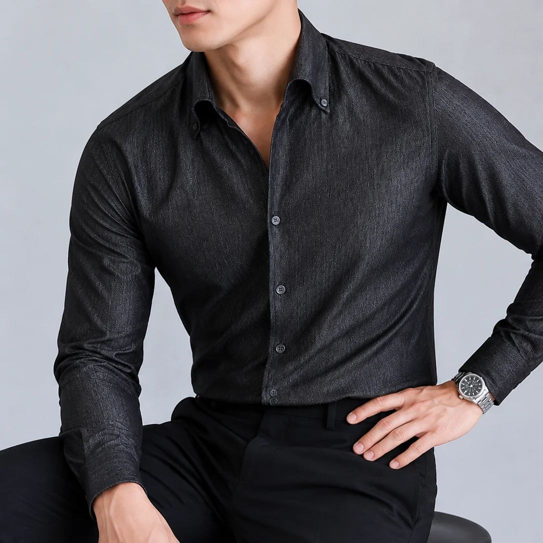 winter dress shirts Men's Social High Quality Autumn New Business Formal Wear Men Shirt Slim Fit Long Sleeve Office Man Clothes guess again Size:10Y-12Y 10 Fall Shoes To special-occasion