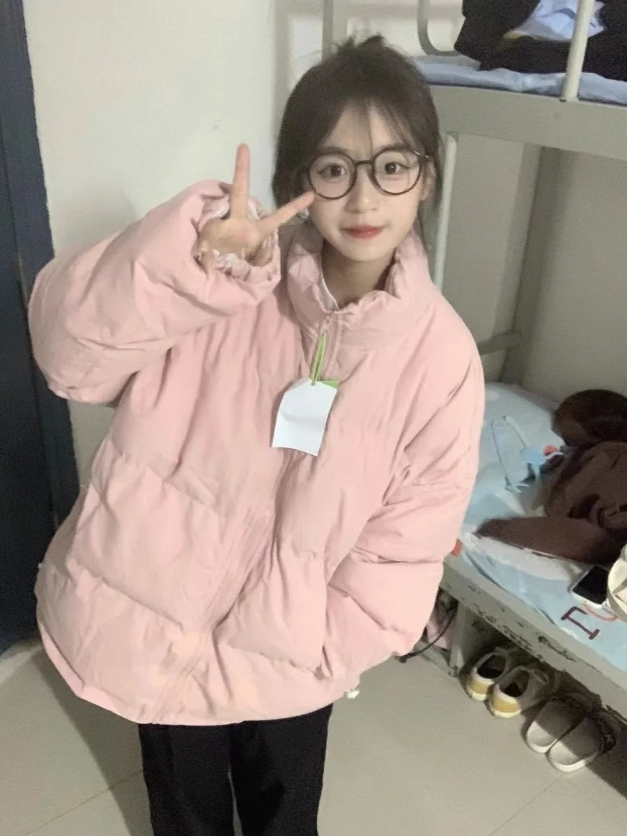 

Розовая хлопковая куртка оверсайз в стиле Bread Style для женщин, весна 2024, новинка, большие размеры, пальто Fufu Milk Student, корейский свободный крой, длинный рукав