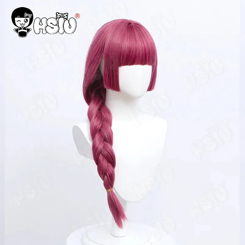 Hiroi Kikuri شعر مستعار تأثيري أنيمي Bocchi الصخرة تأثيري HSIU 65 سنتيمتر أحمر داكن من جانب واحد ذيل حصان طويل الشعر الألياف شعر مستعار + غطاء شعر مستعار