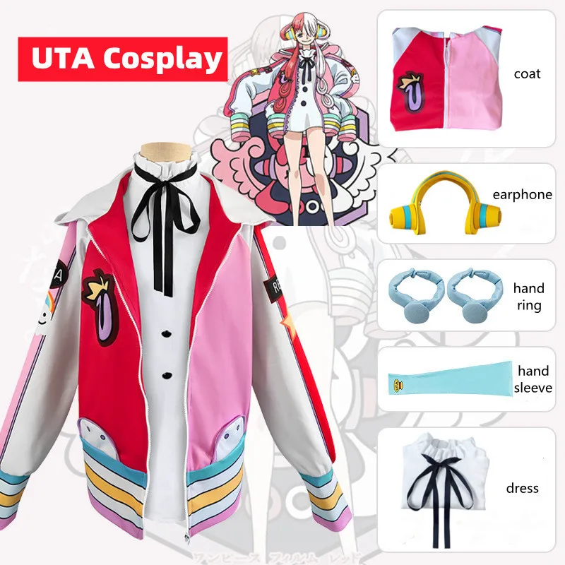 

Anime One Pieceed Films Red UTA Cosplay Costumes Shanks Daughter Cosplay Clothes Wig Dress Halloween Christmas Carnival Costume