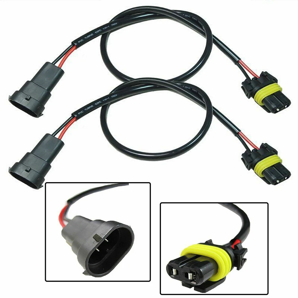 9006/HB4 Male Convert To H8/H9/H11 Femal Converter Socket Adapter Pigtail Harness for Headlight / Fog Lamp 2Pcs