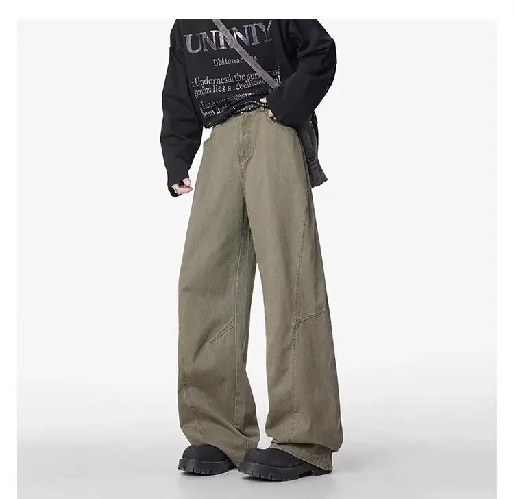 Japanese trendy brand scimitar pants casual pants men's spring and summer high street denim wide-leg fashion sports long pants