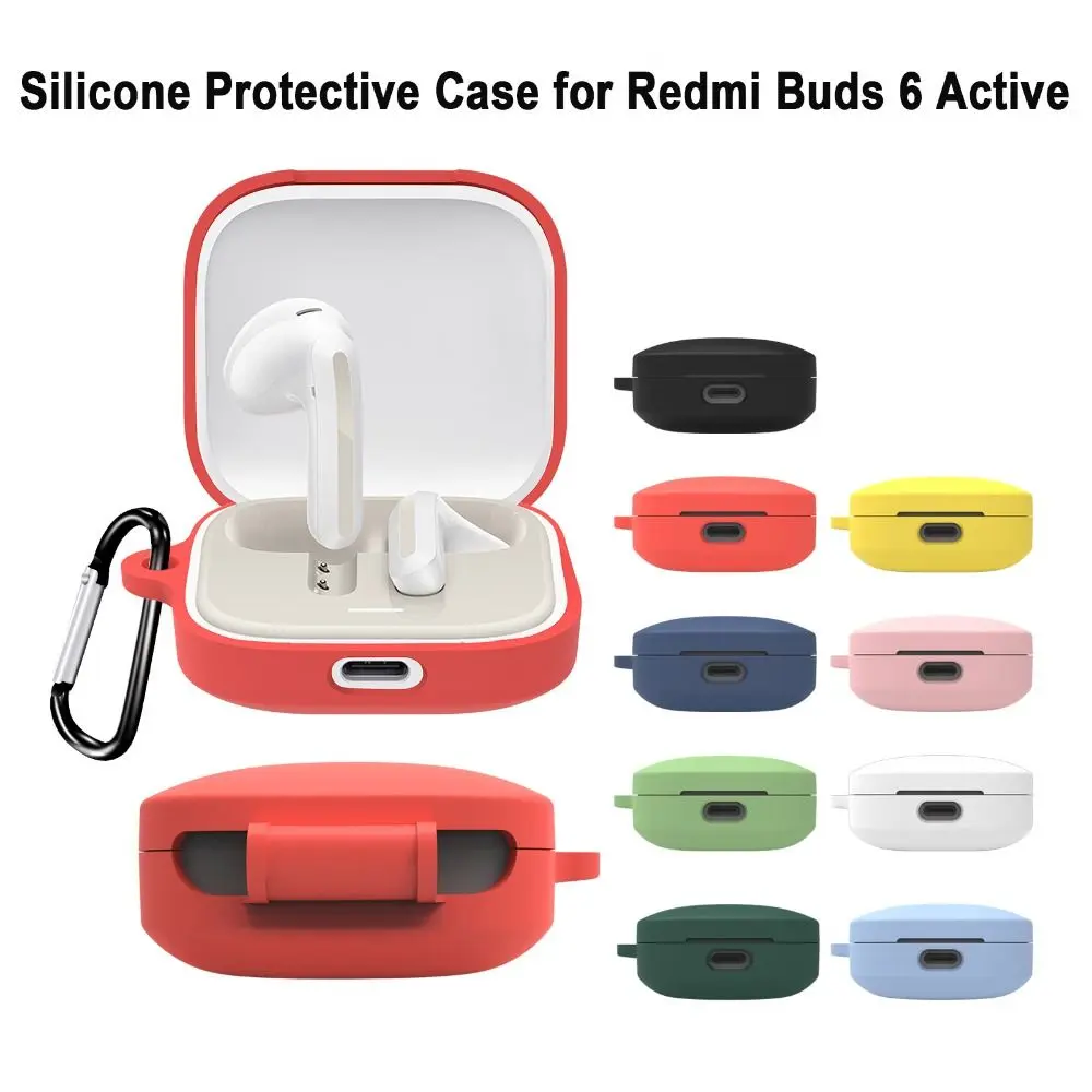 Custodia protettiva in Silicone morbido protezione antiurto antigraffio con custodia a gancio per Redmi Buds 6 Active