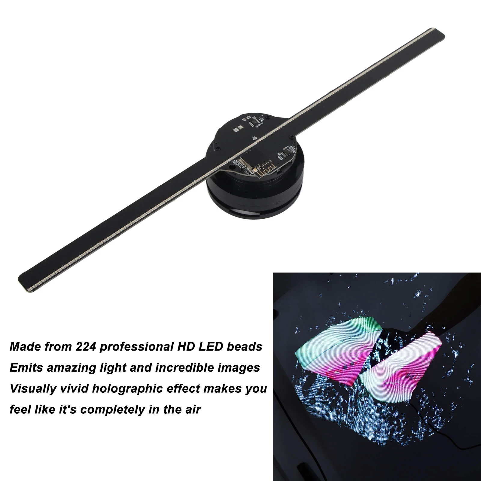 3D Hologram Fan 224 LED Light Beads High Resolution 3D Advertising Player for Business Store Shop  Holographic Projector Fan