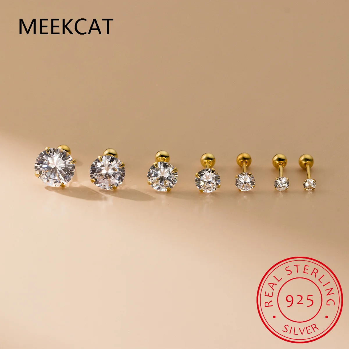 

4 мм, 5 мм, 6,5 мм, искрящиеся серьги-гвоздики с муассанитом для женщин и мужчин, 100% серебро 925 пробы, розовое желтое золото, шариковые винты сзади Brincos