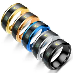 Titanium Steel Body Temperature Ring Fashion Mood Feeling Intelligent Real-Time Temperature Test Finger Ring Smart Jewelry 2026