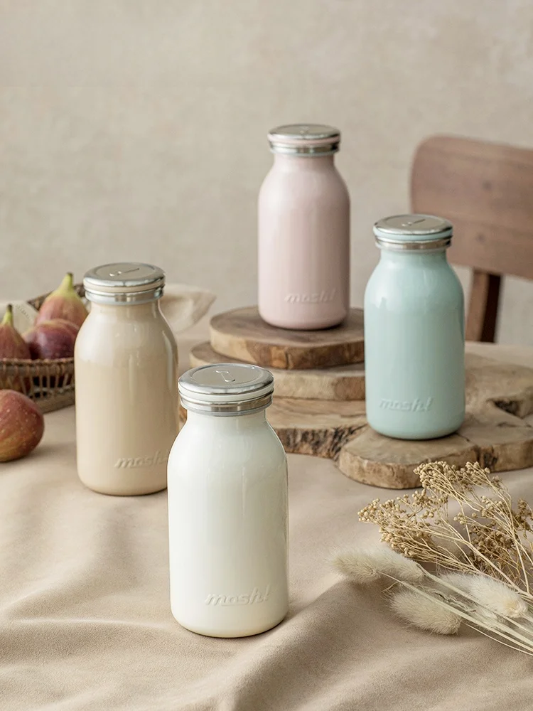 

Портативная маленькая милая термочашка Mo Milk Bottle Sle Студенческая чашка для воды для мужчин и женщин Простой художественный дизайн для ежедневного использования