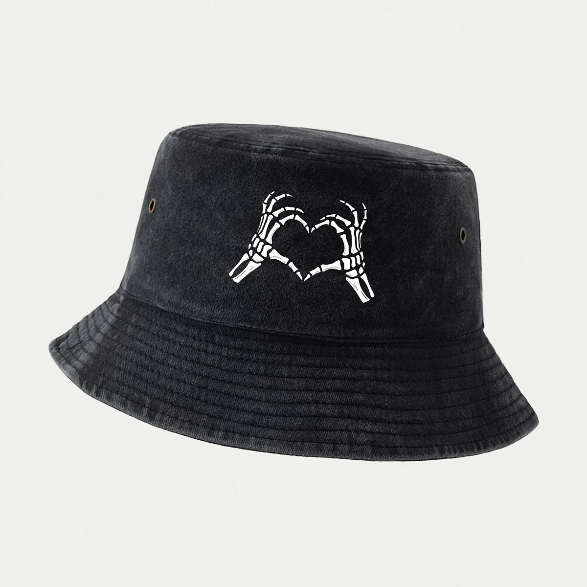 Men' & Women' Skull Hand Peace Sign Trucker Hat - Lightweight Breathable Bucket Suitable for Fishing, Outdoor, Travel, Casual We