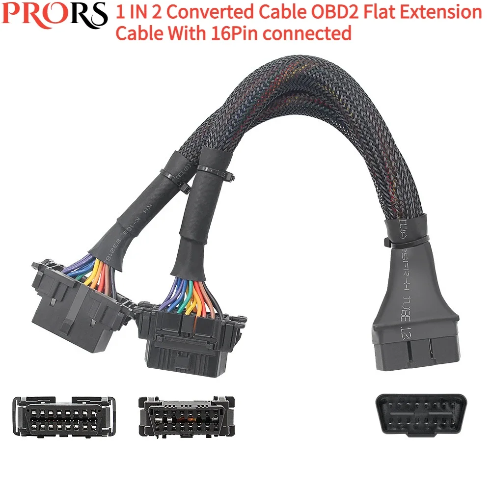 

Latest OBD2 1 IN 2 Converted Cable OBD2 Flat Extension Cable With 16Pin connected Car cable Connected 1 IN 2 Converted OBD2 Line