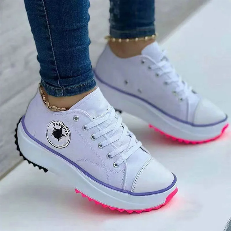 

Women's Casual Shoes Fashion Canvas Sneakers Designer Lace Platform Shoes for Woman Comfort Non Slip Walking Shoe Zapatos Mujer