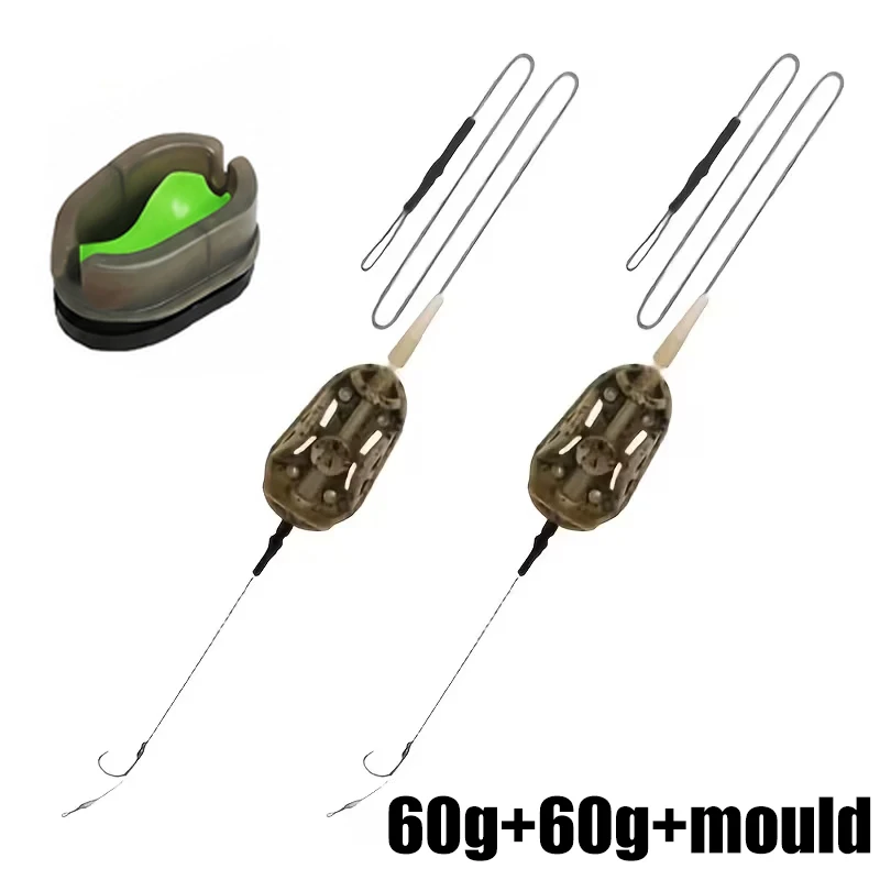 Hochleistungs-Karpfenfutterkorb-Set – Offener Köderkorb mit integriertem Bleikern + Anti-Tangle-Haarklammer, 20g-60g Method Feeder, ideal für – Detail 3