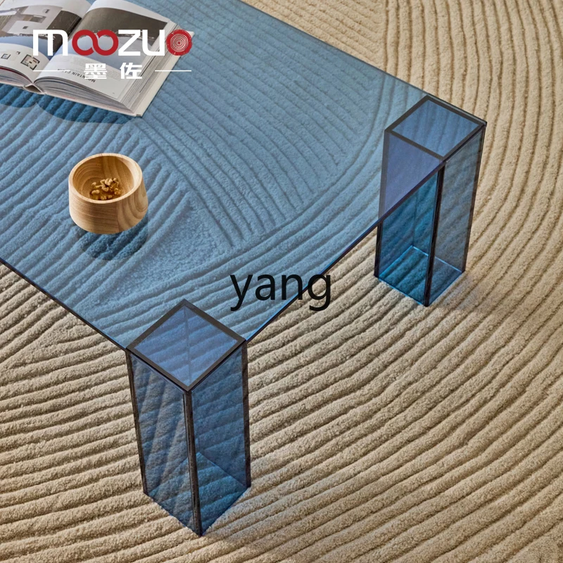 LMM Italian minimalist transparent splicing tempered glass coffee table small apartment living room household