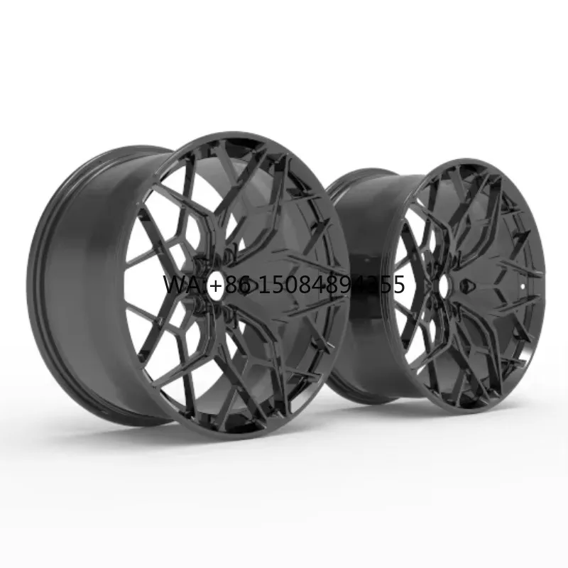 

New Design Custom Luxury Bright Black Mesh Design Car Rim Monoblock Multi Spoke Wheel Via JWL Forged Wheels 20mm 30mm