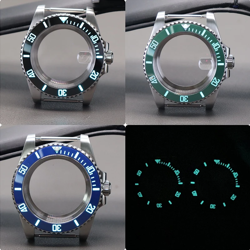 

200M Diving 40mm Watch Case 316L Stainless Steel For SUB NH34 NH35 NH36 NH38 4R36 Miyota8215 ETA2824 Movement C3 Luminous Bezel