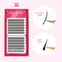 DIYDAY 5D Fairy Eyelash Extensions Spikes Wet Lashes Cluster Premade Fans 5D Flora Mink False Eyelashes for Makeup