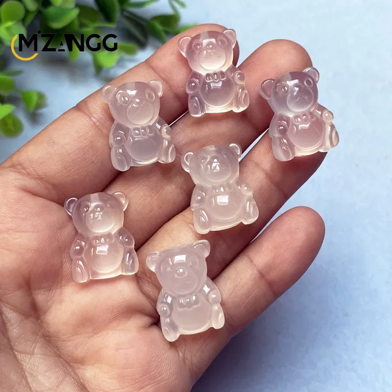 

Брелок с подвеской в виде медведя из натурального белого халцедона, цепочка из голубого агата, ожерелье из драгоценных камней для мужчин и женщин