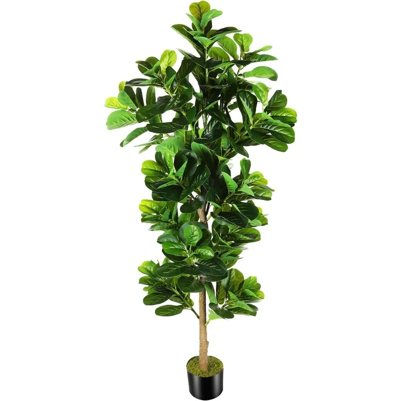 7.3ft Artificial Fiddle Leaf Fig Tree, Ficus Lyrata Fake Plant for Office House Farmhouse Living Room Home Decor